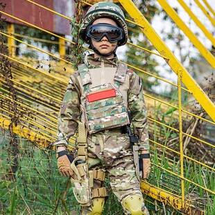 策马儿童迷彩服套装男短袖中大小学生军训夏令营训练表演长袖蛙服
