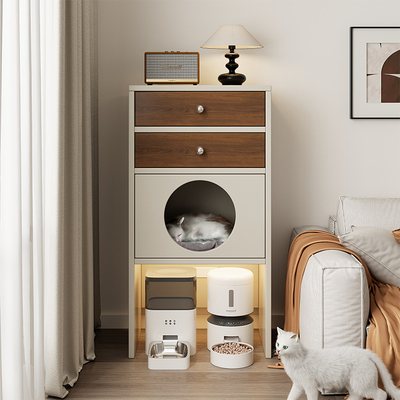 猫窝斗柜实木防外溅猫别墅