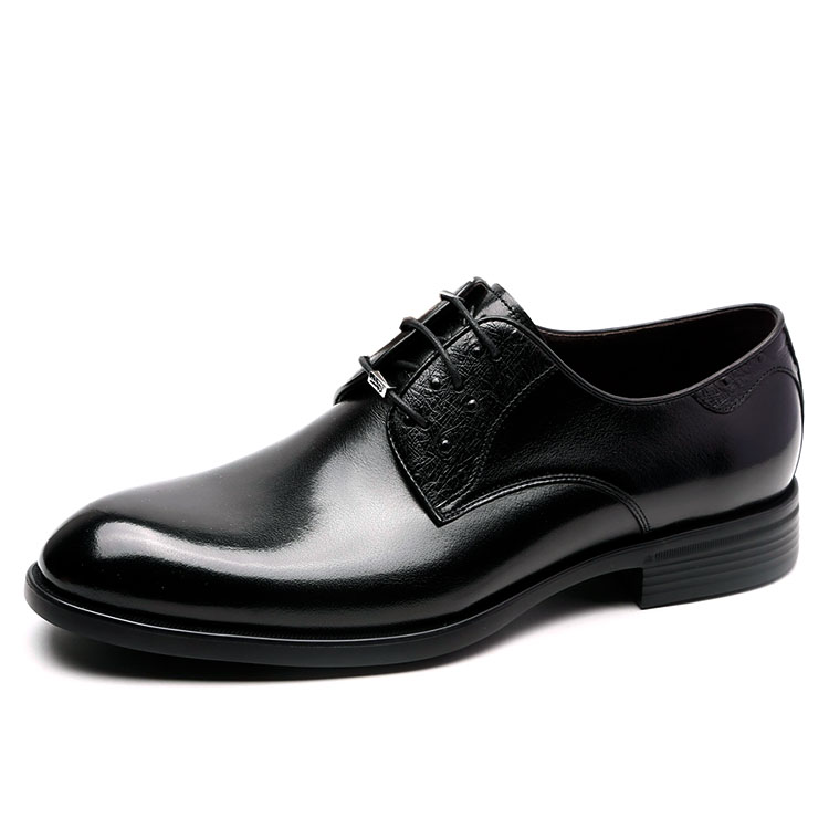 沙驰男鞋牛皮系带正装皮鞋婚宴