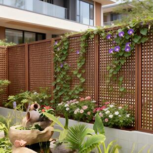 院子木栅栏围栏篱笆防腐木方网格庭院护栏墙面装饰爬藤架花架