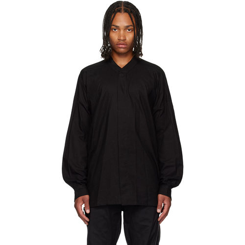 RO风格新款Y领灯笼袖衬衣欧美潮款宽松V领衬衫