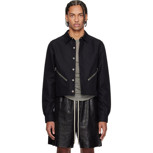 ro风格个性拉链口袋衬衣金属扣织带短款衬衫夹克外套