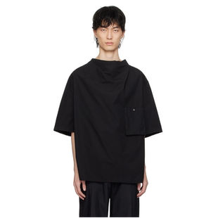 ro风格无性别无领套头衬衣个性潮款宽松中袖衬衫