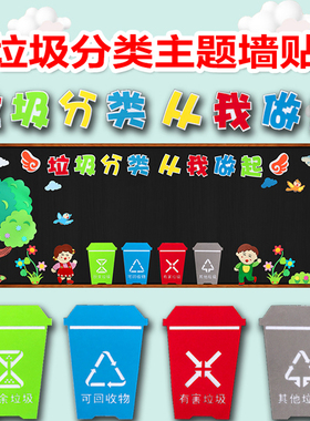 垃圾分类保护环境墙贴黑板报环保