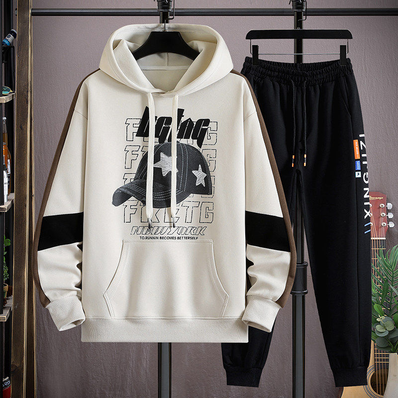 青少年运动套装男秋季新款国风长袖卫衣高中学生潮流休闲搭配一套