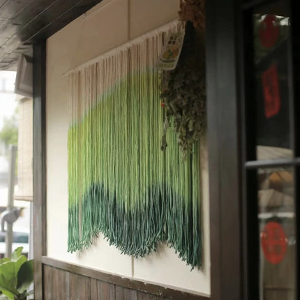 北欧ins手工染色艺术文艺流苏挂毯 沙发床头背景墙装饰风景画挂饰