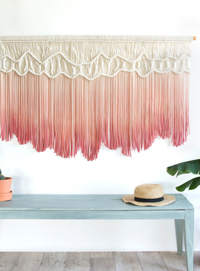 少女心|北欧风macrame挂毯染色手工编制壁毯卧室客厅床头民宿装饰