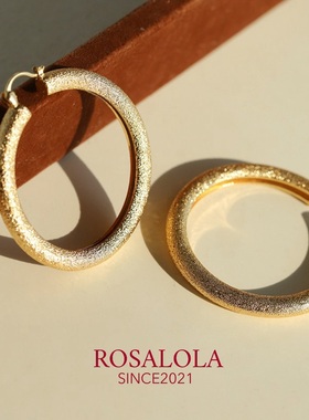 ROSALOLA 鎏沙圆环·法式浪漫复古极简风耳圈·LOLA系列 011107