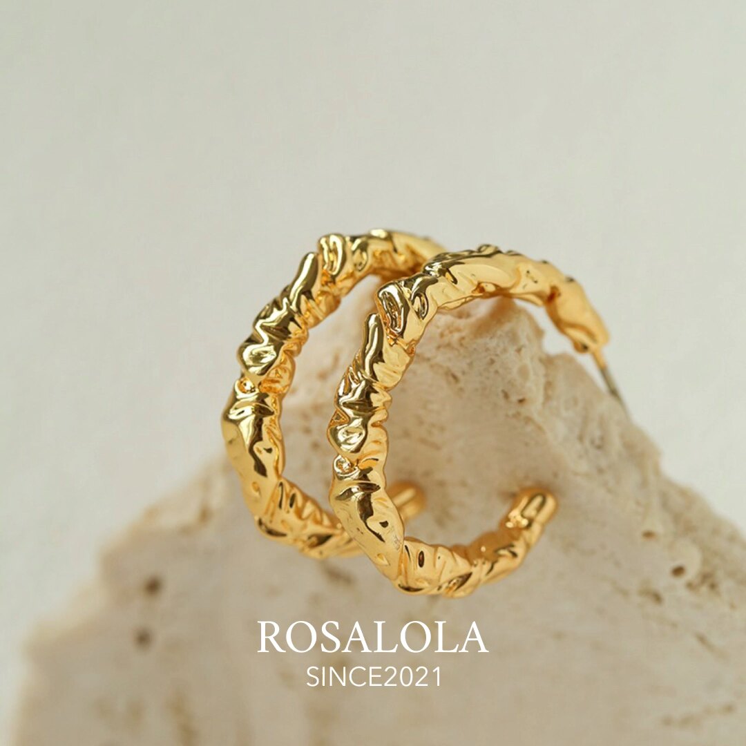 ROSALOLA 熔金柔叙·法式浪漫复古肌理感耳圈·LOLA系列 071202