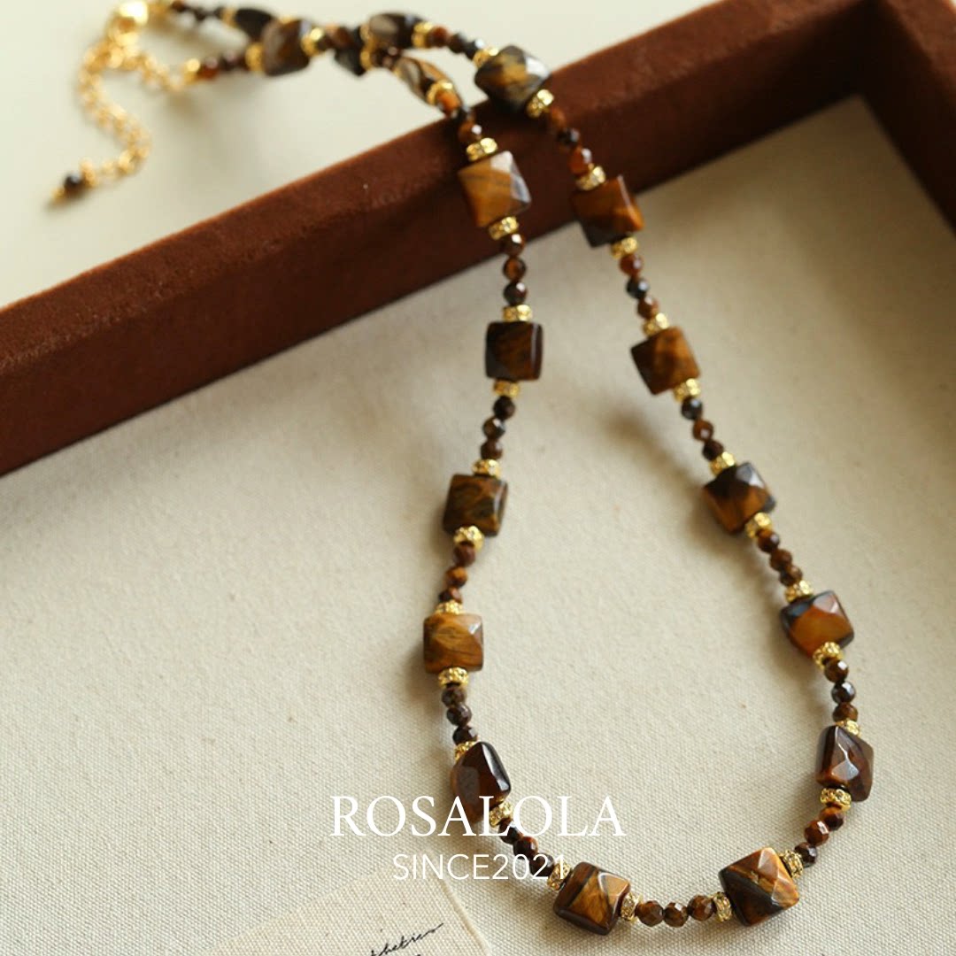 ROSALOLA 焦糖秘境·法式复古老钱风天然石项链·LOLA系列 052501