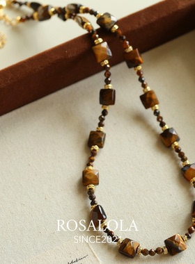 ROSALOLA 焦糖秘境·法式复古老钱风天然石项链·LOLA系列 052501