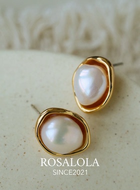 ROSALOLA 金色豆荚·法式浪漫复古珍珠银针耳钉·LOLA系列 062304