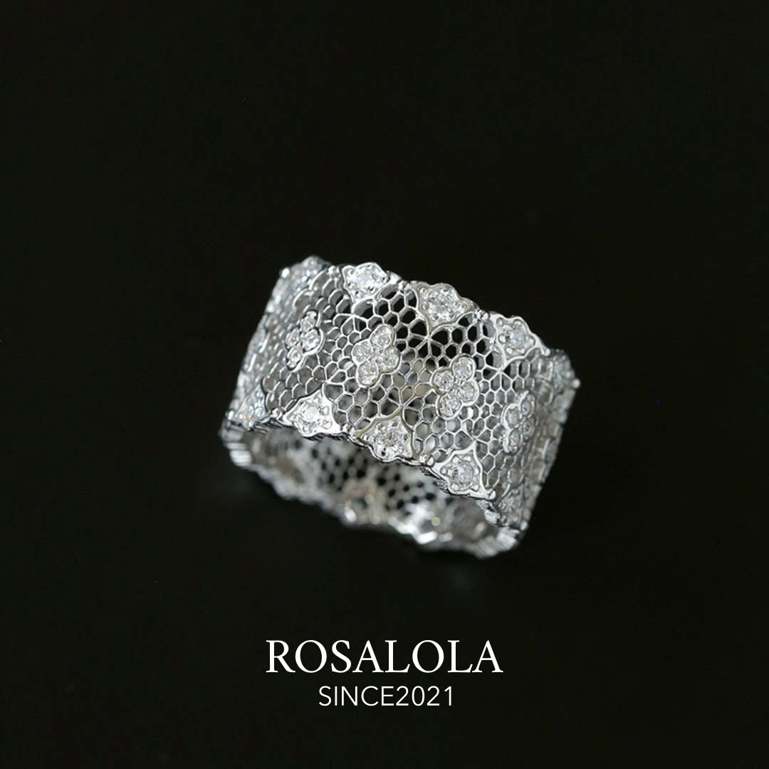 ROSALOLA 月光蕾丝·意大利拉丝工艺布契风戒指·LOLA系列 042202