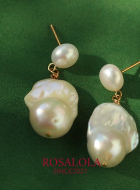 ROSALOLA 双珠絮语·法式复古珍珠耳环·LOLA系列 010404