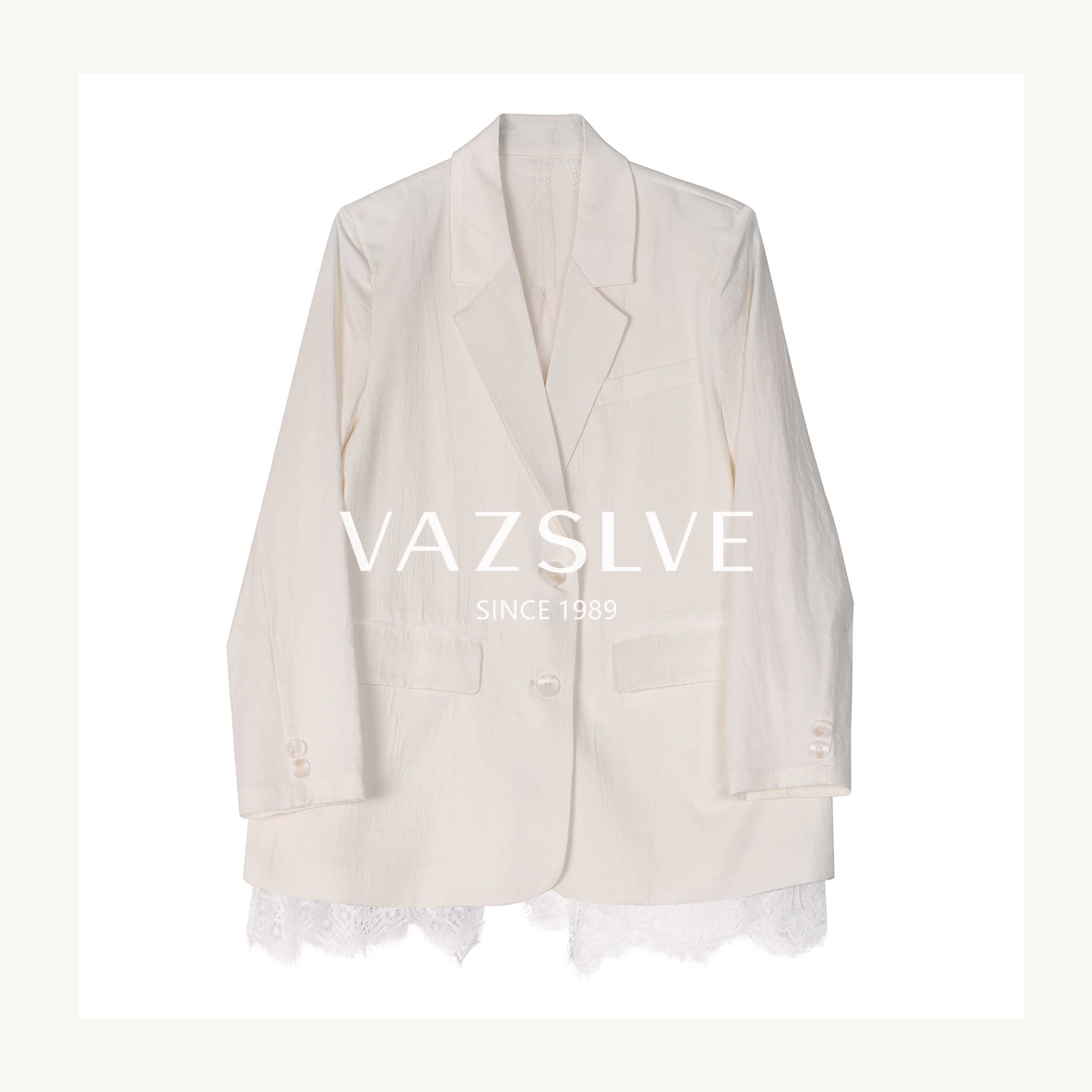 【VAZSLVE/全新奢品】捡漏 夏季宽松中长款蕾丝边西装外套防晒衫