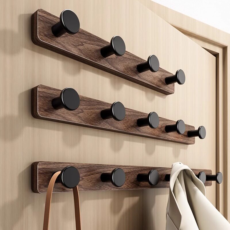 胡桃木免打孔入户门后挂衣架