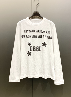 【小雨姐在这里】1990字母做旧印花创意长袖T恤女 T8858