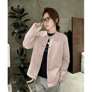 轻盈休闲户外轻薄扣子圆领夹克外套女 W7049