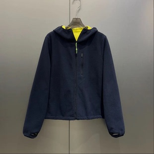 【小雨姐】肌理感橡皮粉黑拉链撞色早秋连帽卫衣外套女 W6660