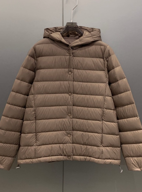 休闲高级感宽松哑光排骨95白鹅绒连帽长袖羽绒服女 W7079