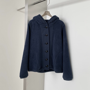 【小雨姐在这里】秋冬700g绒面慵懒风休闲保暖连帽外套女 W6978