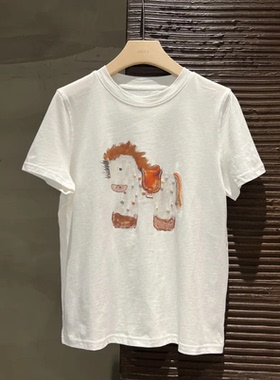 【马年大吉T】可爱卡通小马立体印花短袖T恤女 T8981