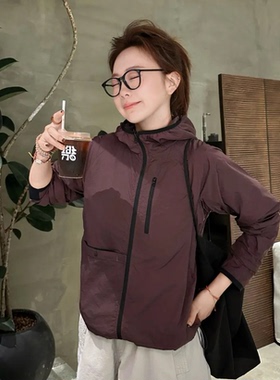春夏轻薄三防休闲户外两面穿大口袋冲锋衣外套女W7219