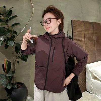 春夏轻薄三防休闲户外两面穿大口袋冲锋衣外套女W7219