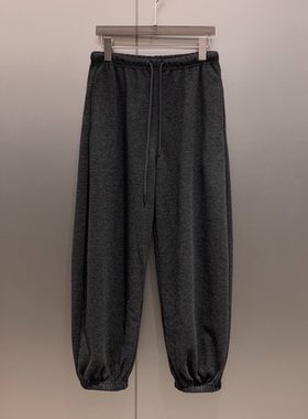 柔软垂坠松弛桑蚕丝羊毛抽绳懒人休闲束脚裤女 K5316