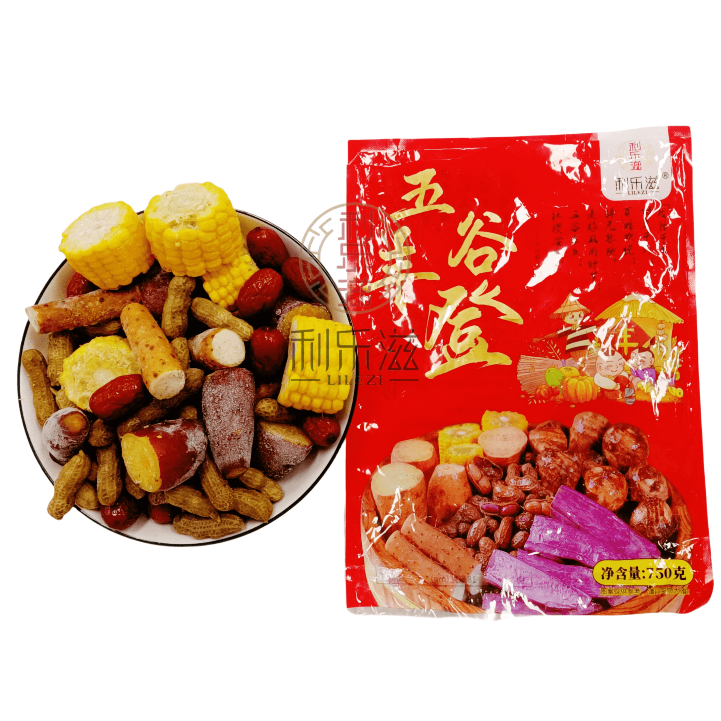 五谷丰登半成品750g农家杂粮组合五子登科素食蒸菜袋装特色菜商用