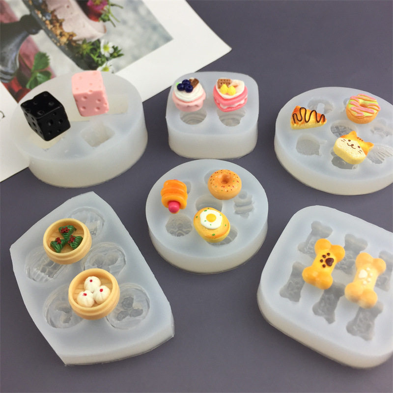 DIY 奶酪方块面包骨头饼干蛋糕蒸笼巧克力花样装饰小摆件硅胶模具