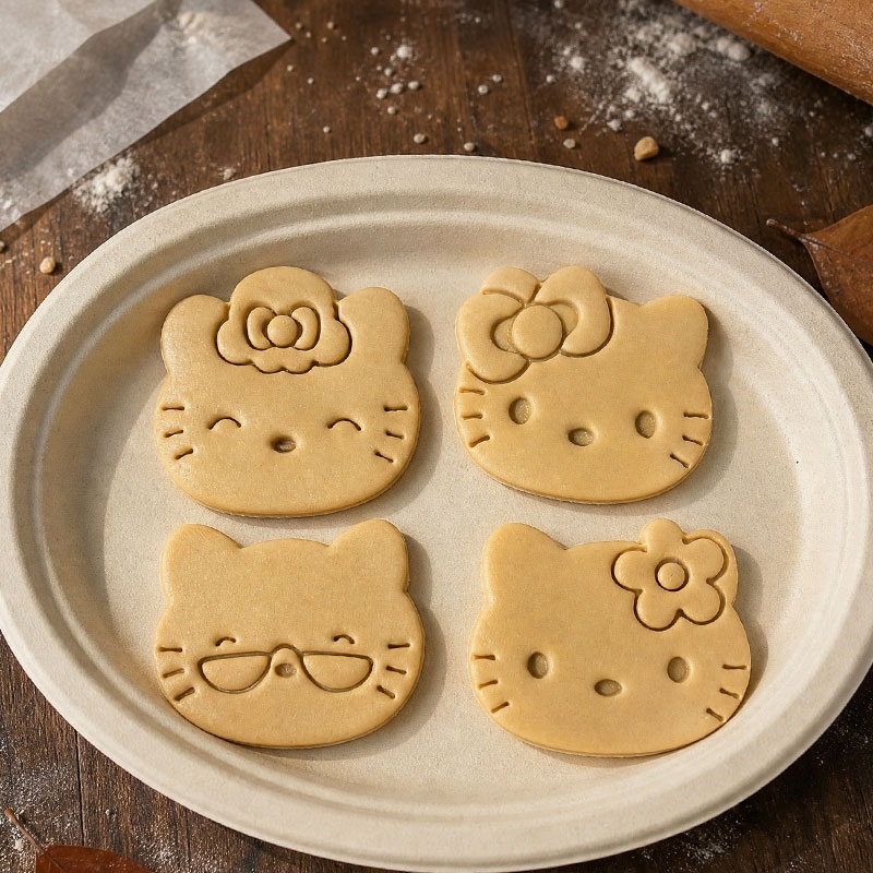 哈喽Kitty饼干模具KT猫头卡通头像可爱印花3D按压式曲奇烘焙工具