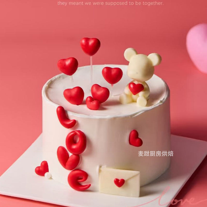 七夕情人节爱心信封小熊LOVE烘焙工具蛋糕装扮巧克力翻糖硅胶模具
