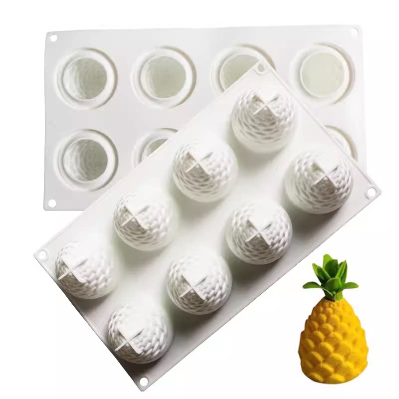8连菠萝凤梨松果慕斯蛋糕模水果模法式甜点硅胶模具