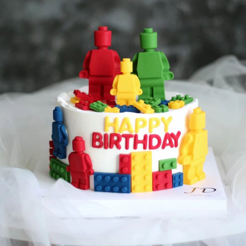 乐高颗粒积木巧克力硅胶模具磨具机器人diy创意烘焙生日蛋糕摆件