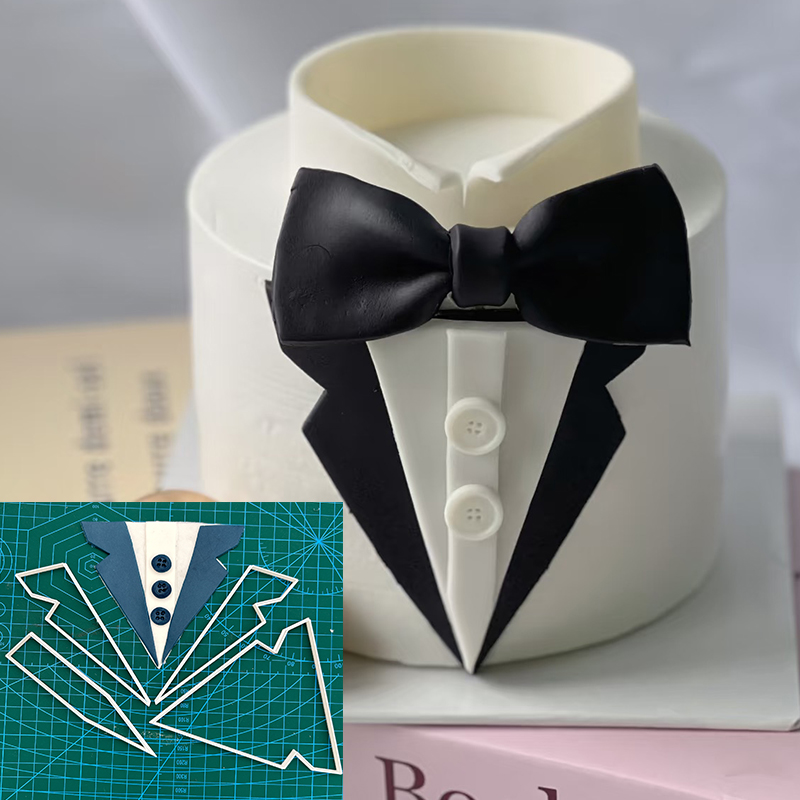 父亲节男士西服领子切模男生生日快乐领结蝴蝶结蛋糕翻糖烘焙模具