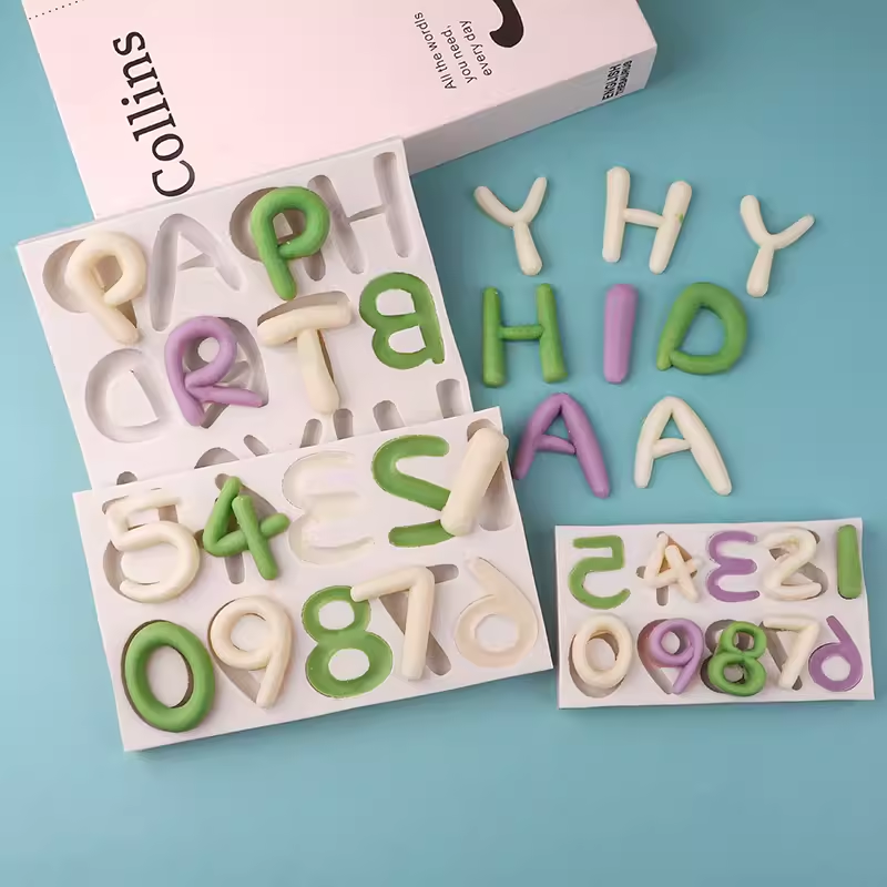 新款英文字母数字烘焙硅胶模具翻糖蛋糕装饰巧克力数字生日工具