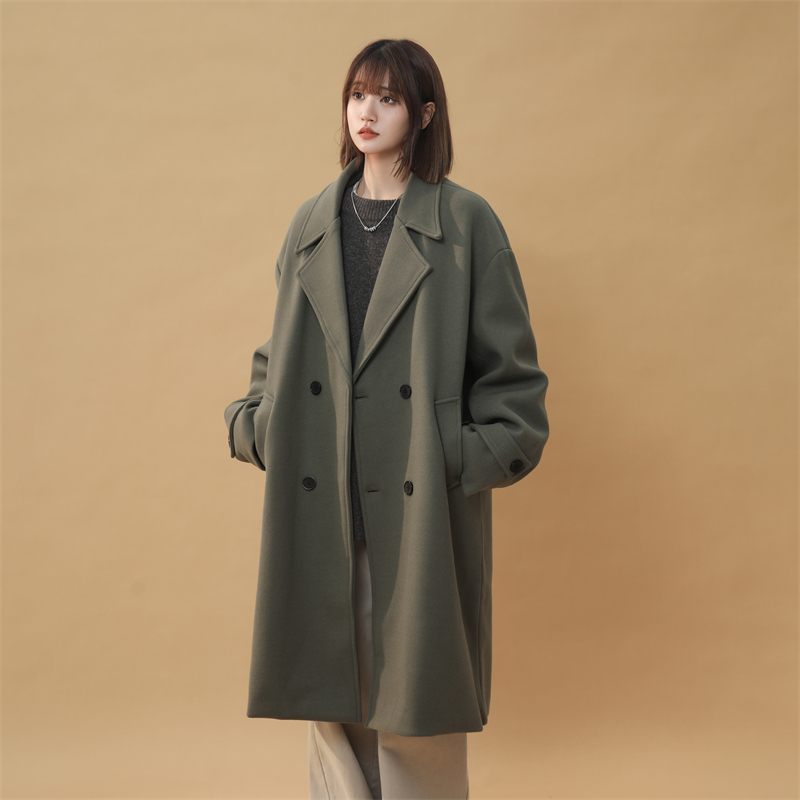 秋冬装呢子大衣女韩版宽松胖mm大码200斤2024新款中长款毛呢外套
