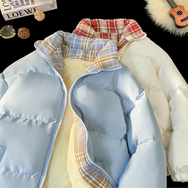 冬季大码女加厚保暖羊羔毛棉服