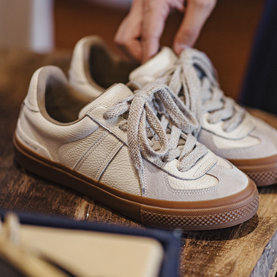 马登复古德训鞋男24秋冬新款潮头层牛皮阿甘小白鞋休闲厚底滑板鞋