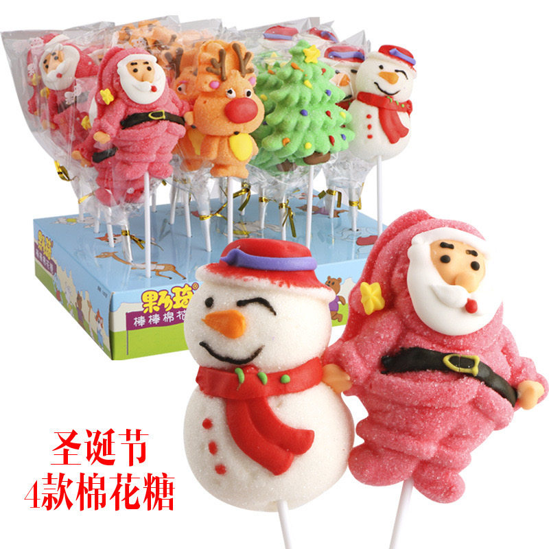 圣诞节棉花糖棒棒糖卡通糖果软糖蛋糕可爱圣诞老人礼物雪人装饰糖