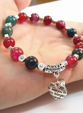 七彩石波西米亚风铃铛雕花佛珠