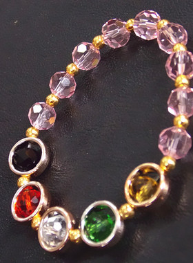 粉色切面水晶开运手串佛珠