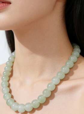 轻奢小众茶灰8mm仿和田玉项链