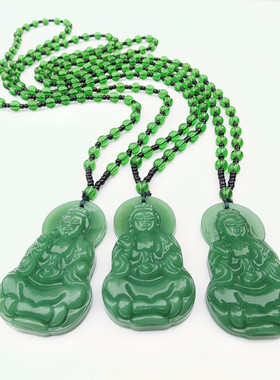 仿碧玉观音佛项链绿玉石毛衣链男观音春夏秋冬长款江湖直播礼品