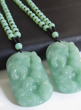 仿玉石翡翠长款毛衣链