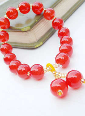 仿玛瑙手链 女糖果色玉石手串 仿玻璃琉璃手链饰品手串