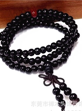 复古大气黑檀木中国结手链玛瑙珠