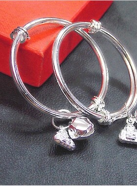 小孩电镀白金色铃铛儿童手环