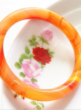 玻璃蜜蜡圆条黄龙玉琥珀手镯